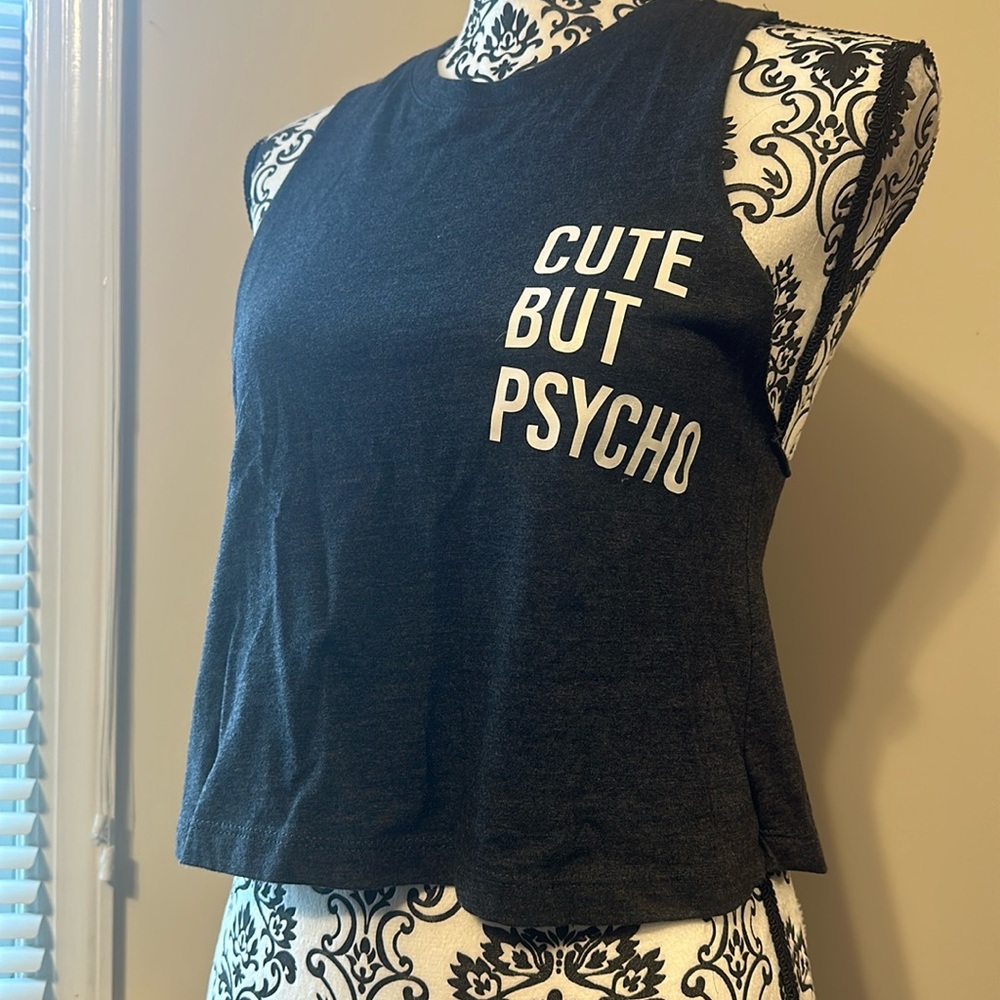 Cute But Psycho Cropped Racerback Tank top